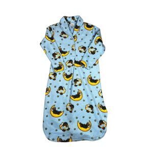 Vanity fair vintage woman’s Small blue fleece Teddy Bear crescent Moon pj dress